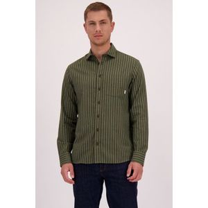 Kaki hemd met strepen - Regular fit