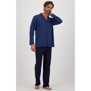 Blauwe pyjama set met geruit hemd