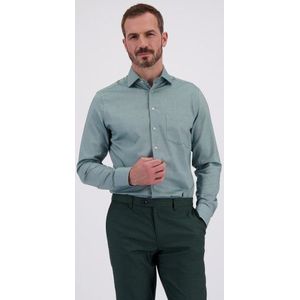 Groen hemd met diagonaal motief - Regular fit