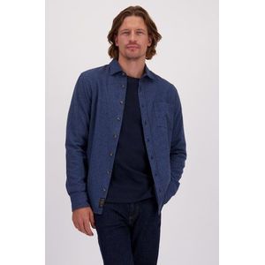 Blauw gemêleerd hemd - Regular fit