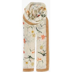 Ecru sjaaltje met fijne bloemenprint