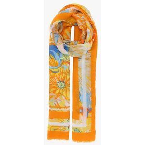 Oranje sjaaltje met kleurrijke bloemenprint