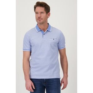Lichtblauw gemêleerde polo met borstzak