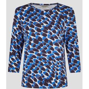 Blauw T-shirt met zwart-grijze print