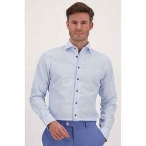 Blauw hemd met fijne print - Slim fit