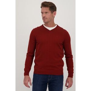 Fijne donkerrode trui met V-hals