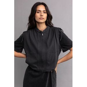 Grijs mouwloos vestje met ballonzoom