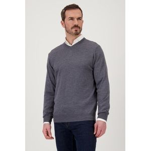 Lichtgrijze trui met V-hals en wol