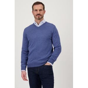 Lichtblauwe trui met V-hals en wol