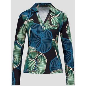 Polo met blauw-groene geometrische print
