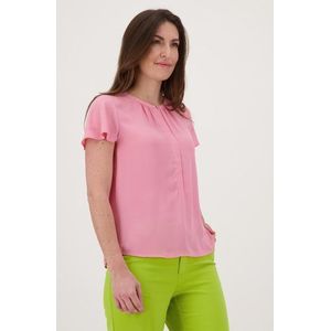 Fijne roze blouse met korte mouwen