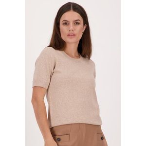 Beige tricot truitje met korte mouwen