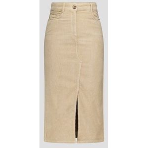 Donkerbeige corduroy midirok