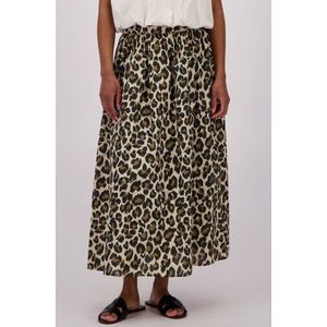 Lichtbeige midirok met luipaardprint