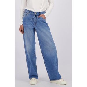 Blauwe jeans met striklint - Wide leg fit