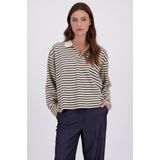 Beige polo met marinestrepen