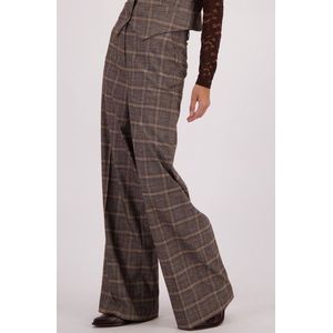 Wijde bruin geruite broek