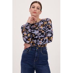 Zwart T-shirt met fijne bloemenprint