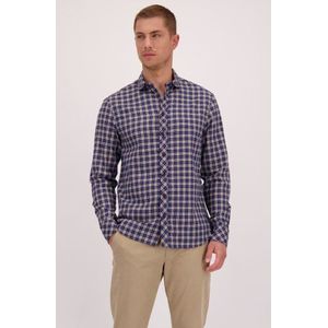 Blauw-beige geruit hemd - Regular fit