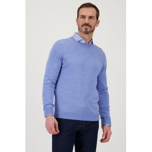 Lichtblauwe fijn gebreide trui met ronde hals