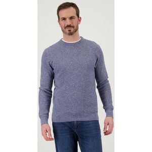 Blauwe piqué trui met ronde hals