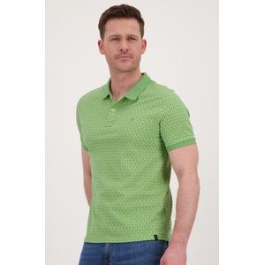 Groene polo met fijn ecru motief