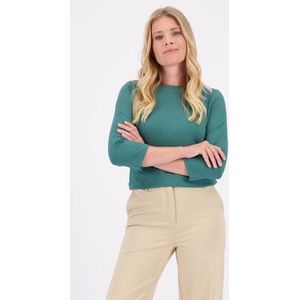 Donkergroen T-shirt met 3/4 mouwen