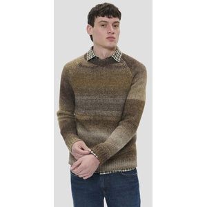 Donkerbruine wollen trui met ronde hals