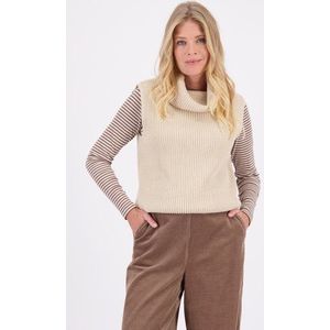 Beige mouwloze trui met rolkraag