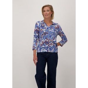 Polo met blauwe paisley print
