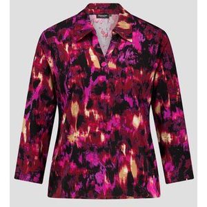 Polo met fuchsia-paarse print