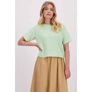 Mintgroene trui met crochetlook