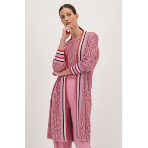 Lange cardigan met glinsterend rood-roze motief