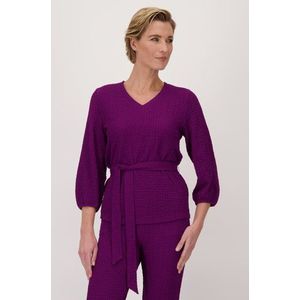 Donkerpaars T-shirt met gewafelde structuur