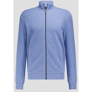 Blauwe gemêleerde cardigan met rits