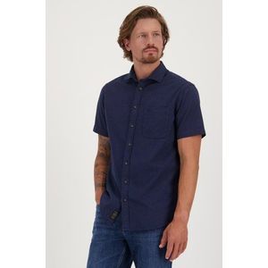 Donkerblauw wit gestipt hemd