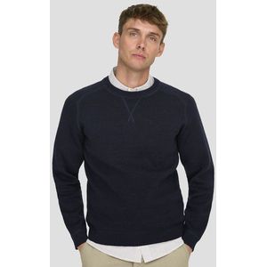 Navy gebreide trui met ronde hals