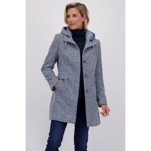 Halflange blauwe bouclé mantel