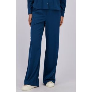 Wijde petrolblauwe broek met elastische tailleband