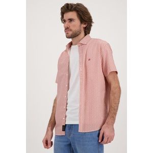 Ecru hemd met fijne rode print – Regular fit