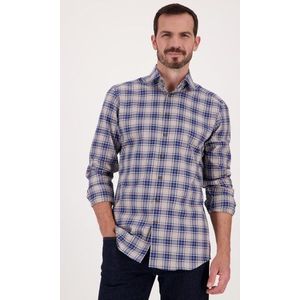 Grijs-blauw geruit hemd - Regular fit