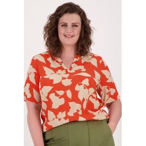 Oranje blouse met beige print