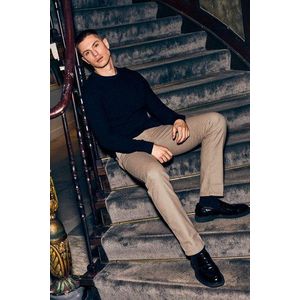 Fijne wollen trui met ronde hals - Zwart