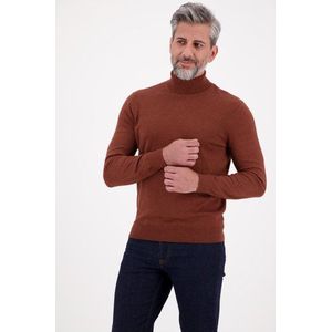 Katoenen trui met rolkraag - bruin