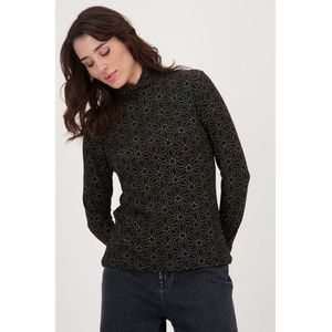 Zwart T-shirt met beige print