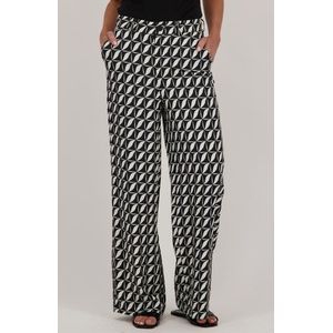 Wijde broek met zwart-wit print