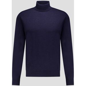 Katoenen trui met rolkraag - donkerblauw