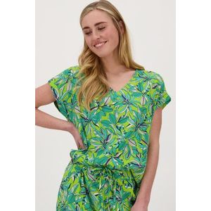 Groene blouse met bladerprint