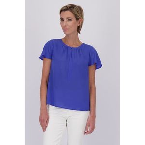 Paarsblauwe blouse met korte vlindermouwen