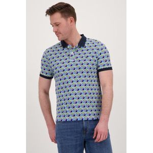 Polo met groen-blauw grafisch motief